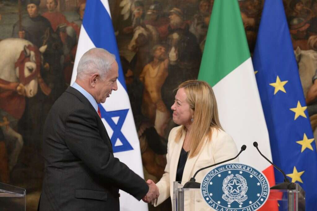 נתניהו ומלוני בעת ביקורו באיטליה. | עמוס בן גרשום לע"מ