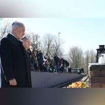 נתניוה בטקס הזכרון לקורבנות השואה ברציף 17 בברלין. | חיים צח, לע"מ