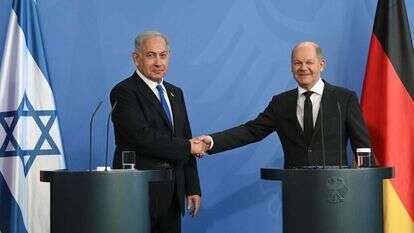 נתניהו בברלין עם קנצלר גרמניה אולף שולץ. | חיים צח, לע"מ