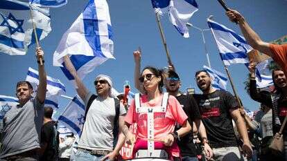 הפגנה נגד הרפורמה בתל אביב. | שיר תורם, פלאש 90