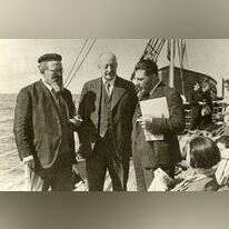 קרליבך על סיפון האונייה בדרכו לארץ, 1935. | באדיבות מכון יוסף קרליבך, אוניברסיטת בר־אילן