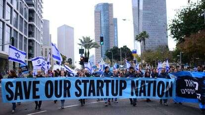 מחאת ההייטקיסטים נגד הרפורמה במערכת המשפט. | תומר ניוברג, פלאש 90