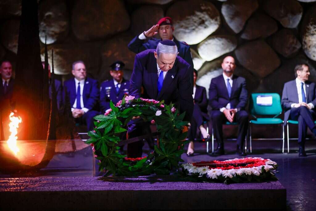 נתניהו בטקס ביד ושם, השבוע. | אריק מרמור, פלאש 90