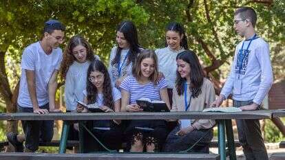 בליל של שפות, אבל התקשורת נשמרת. משתתפי מחנה הלימוד לחידון התנ"ך. | יוסי אלוני