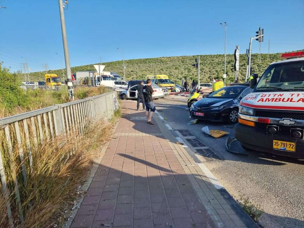 זירת ניסיון הפיגוע בצומת גיתי שבשומרון. | רפי אביטל/TPS