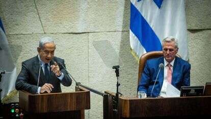 מקארתי ונתניהו בכנסת, השבוע. | אורן בן־חקון