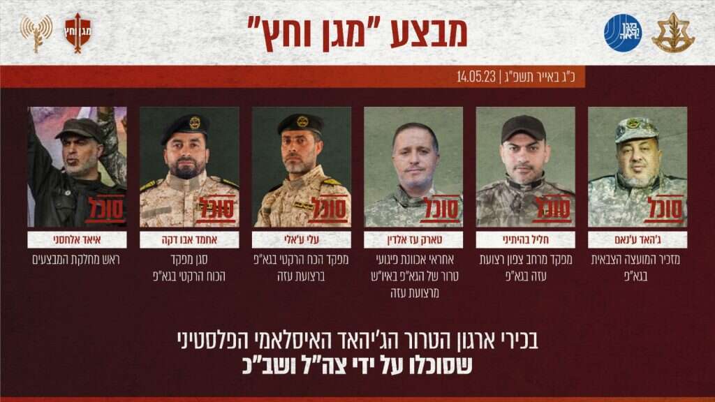 ששת בכירי הג'יהאד האסלאמי שחוסלו במהלך המבצע. קרדיט: דובר צה"ל