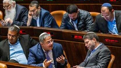 השרים בצלאל סמוטריץ' (ימין) ואיתמר בן גביר. | אוליבייה פיטוסי, פלאש 90