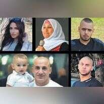 חלק מהנרצחים במגזר הערבי בשנה האחרונה (מימין למעלה בכיוון השעון): מהראן אבו־חיט, מהדי חרירי, פיראס הייב ובנו פארס, חנאן אבו־חיט וזינב אלסאנע | מתוך הרשת, שימוש לפי סעיף 27א לחוק זכויות יוצרים
