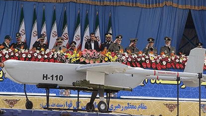 כלי טייס מתאבד במצעד באיראן. מתוך מחקר של מרכז עלמא לחקר אתגרי הביטחון בצפון