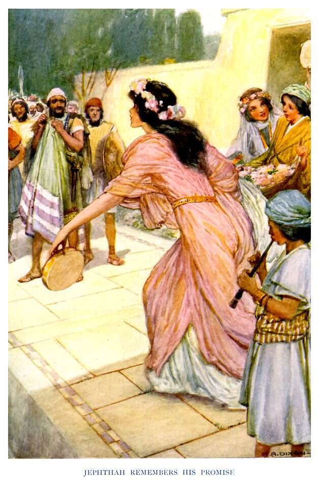 סיפורה של בת יפתח מושווה למקבילות מיתולוגיות ולספרות חז"ל. איור: ארתור א. דיקסון, גטי אימג'ס