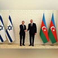 הנשיא הרצוג ונשיא אזרבייג'ן אלייב בארמון הנשיאות בבאקו, היום. | חיים צח, לע"מ