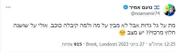 הציוץ של נועם אמיר. | מסך