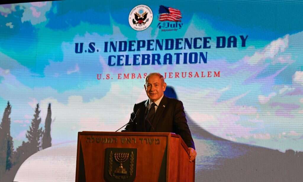 נתניהו במסיבת יום העצמאות האמריקני בשגרירות. | חיים צח, לע"מ