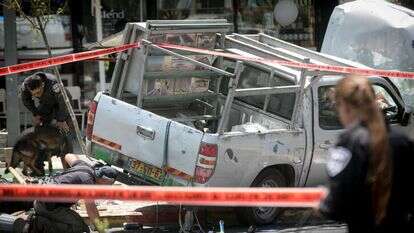 זירת הפיגוע בתל אביב. | מרים אלסטר, פלאש 90