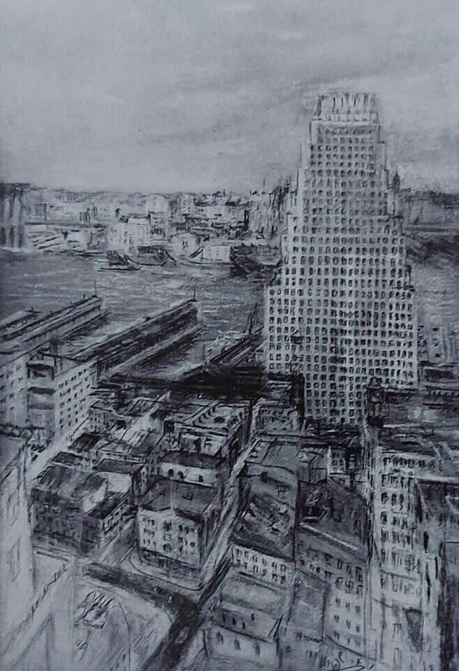 ניו יורק, 1950. איור: ר' אברהם יעקב שפירא