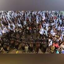 הפגנה בנתב"ג. | EPA