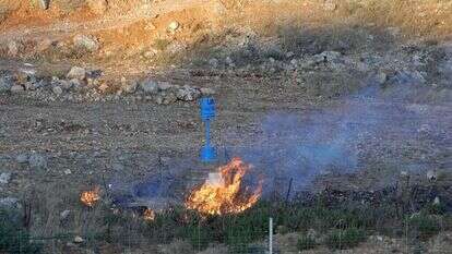 שרפה שהוצתה בצד הלבנוני בגבול הצפון, בתחילת החודש. | AFP
