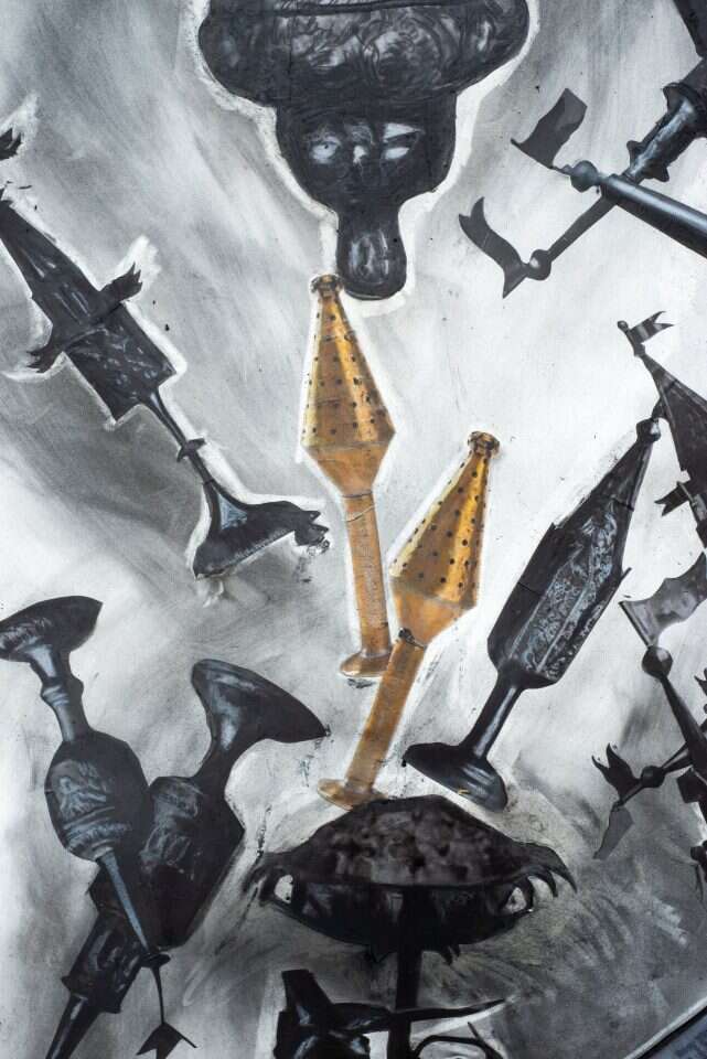 יעל סרלין, פרט מתוך העבודה "ליבי במזרח", קולאז' ורישום על נייר, 2022. | שי בן אפרים