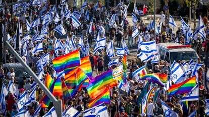 הפגנה נגד הרפורמה המשפטית בירושלים בחודש יולי. | יונתן זינדל, פלאש 90