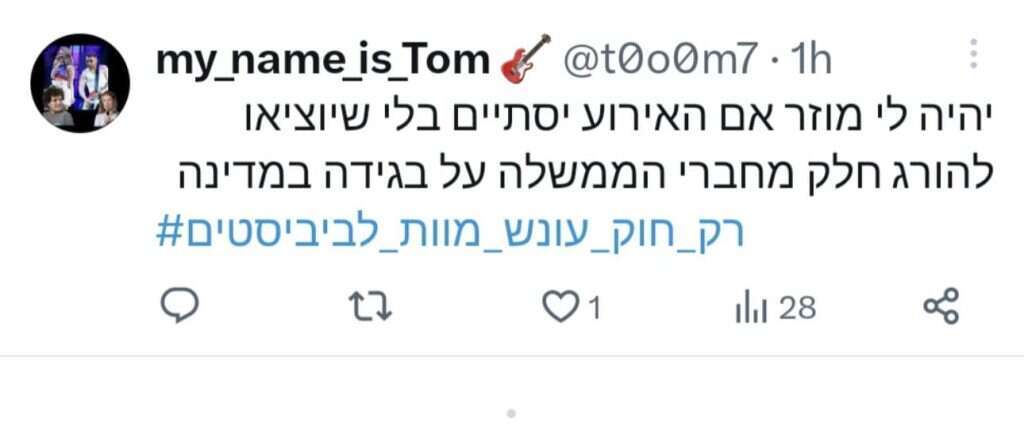 הסתה לרצח של השר בן גביר