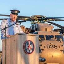 האלוף תמיר בר, מפקד חיל האוויר, בנאומו אתמול. | דובר צה"ל