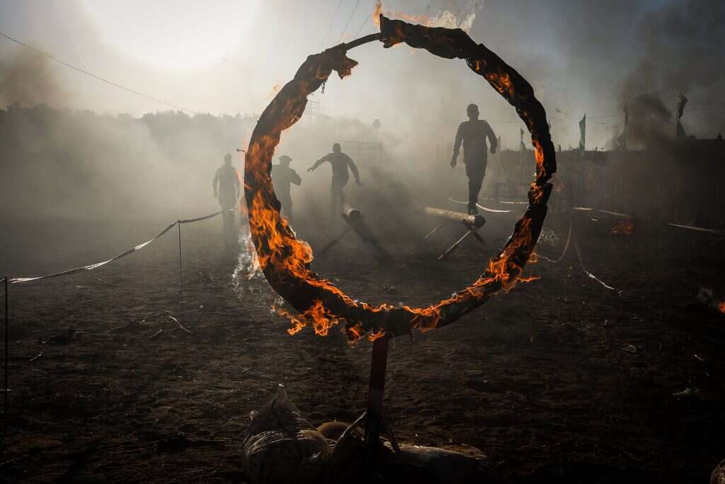 בני נוער מחאן יונס מתאמנים בתרגול צבאי של החמאס. | עבד רחים חטיב/פלאש90