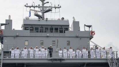 הנחתת אח"י נחשון בטקס המסירה בארה"ב. | דובר צה"ל