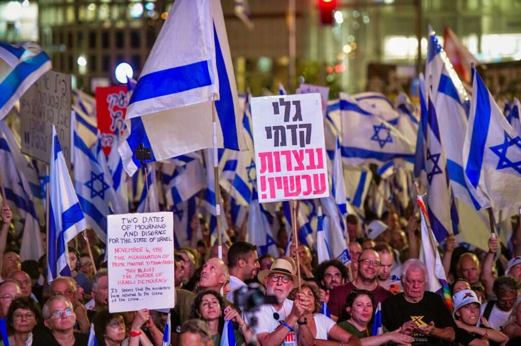 הפגנה נגד הרפורמה המשפטית,  לפני כשבועיים. | אבשלום ששוני, פלאש 90