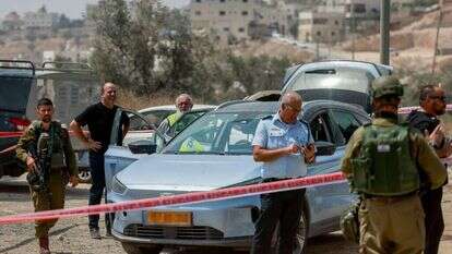 זירת פיגוע הירי בצומת הכבשים הסמוכה לחברון. | חיים גולדברג - פלאש 90