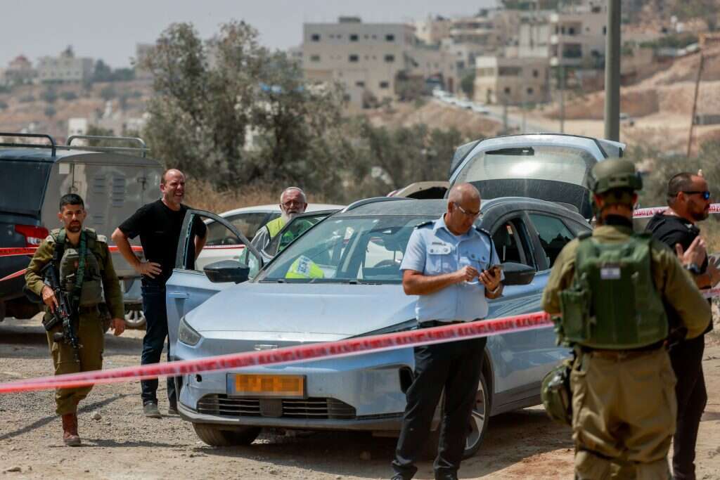 זירת פיגוע הירי בצומת הכבשים הסמוכה לחברון. | חיים גולדברג - פלאש 90