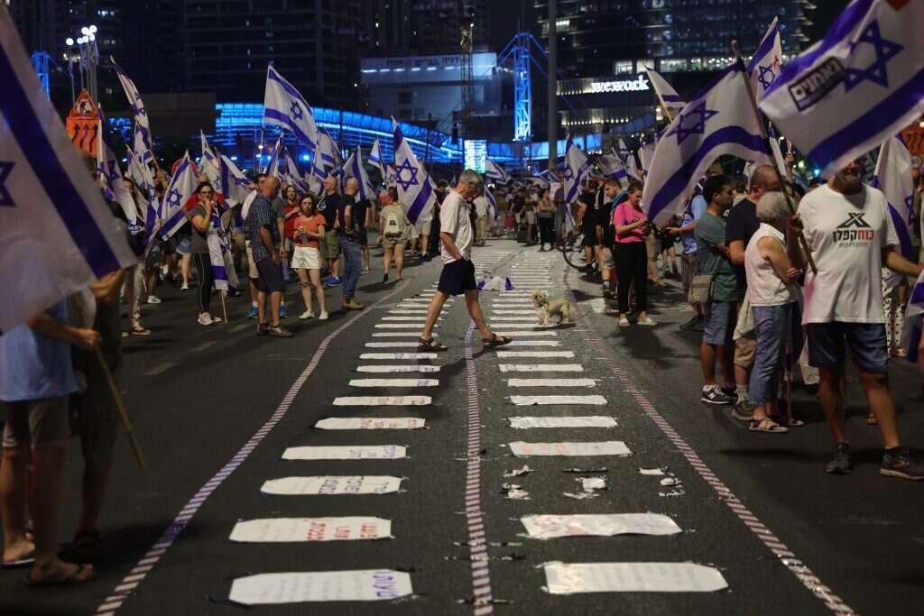 מפגינים נגד הרפורמה המשפטית. | EPA