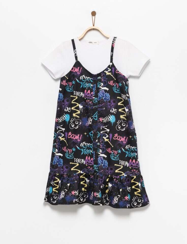 קסטרו: סט שמלת גרפיטי עם טי. מחיר: 119.90 ש"ח. | אסיה רביבו