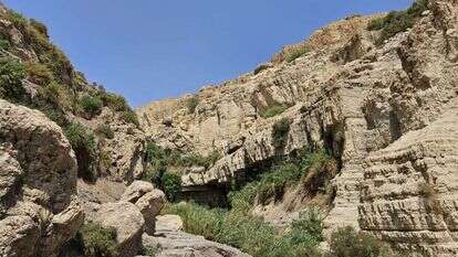 אזור מפולת הסלעים בנחל דוד בסיום פינוי הפצועים. | ליאור לב -רשות הטבע והגנים