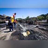 הצתת אוטובוסים בתחנה המרכזית בצפת. | אבי מור, פלאש 90