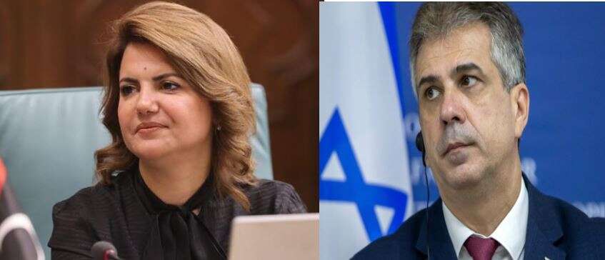 שרת החוץ של לוב ( | מתוך אתר משרד החוץ הלובי) ושר החוץ אלי כהן,