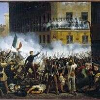 טלטלות פוליטיות, פרשיות שחיתות, הפגנות, התקוממויות עממיות ואלימות משטרתית. התקפה על ארמון הלובר במהומות יולי, 1830 . ציור מאת איפוליט לקון באדיבות המוזיאון להיסטוריה של פריז