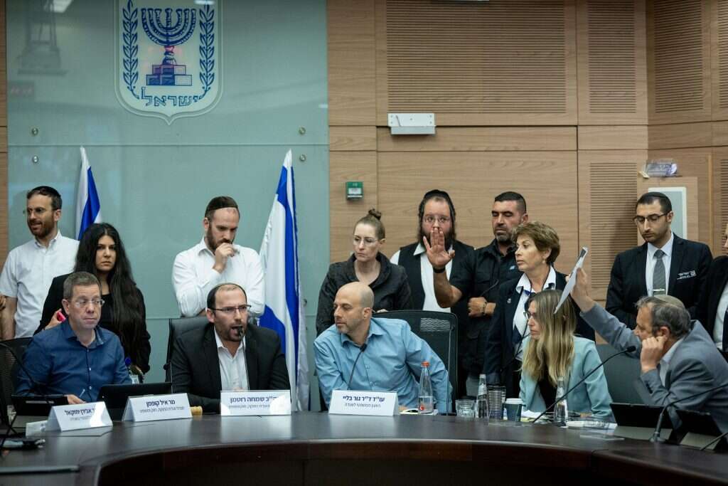 למדו לעבוד יחד. נטף בוועדת החוקה לצד שמחה רוטמן וגור בליי. | יונתן זינדל, פלאש 90