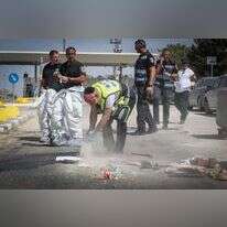 זירת פיגוע הדריסה במחסום מכבים, ביום חמישי. | ג'מאל עוואד - פלאש 90
