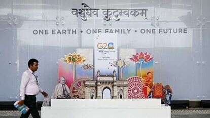 שלטי חוצות לקראת ועידת ה-G-20 בניו דלהי, הודו. | AFP