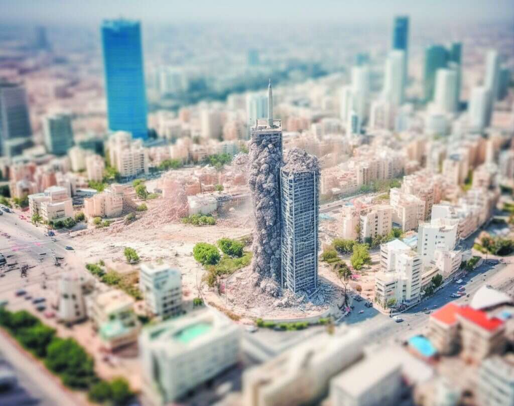 הטווח של רקטות 'אל־בוראקן' הוא קצר, אבל עוצמת הנפץ גדולה. )Stable diffusion( הדמייה שנוצרה בבינה מלאכותית