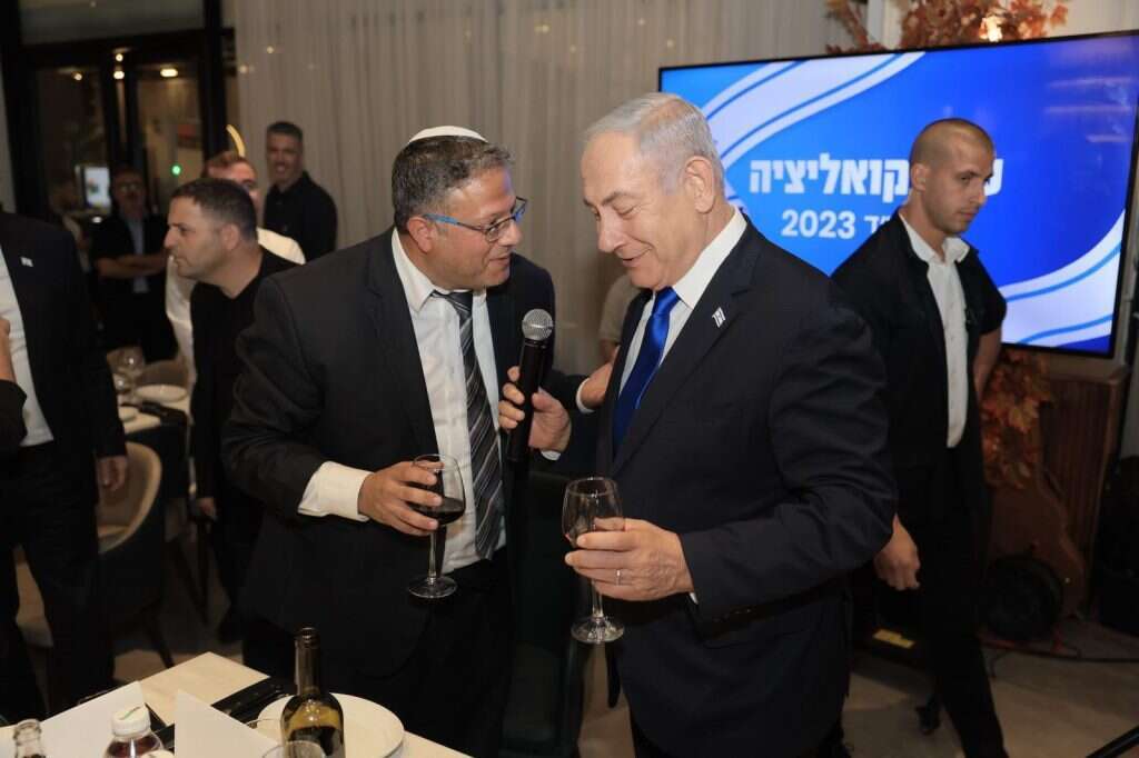 נתניהו ובן גביר בערב גיבוש קואליציה. | שרון רביבו