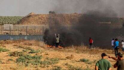 המהומות אתמול על גדר רצועת עזה. | Atia Mohammed/Flash90