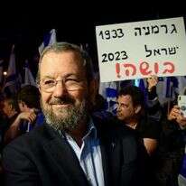 אהוד ברק בהפגנה נגד הרפורמה המשפטית. | אבשלום ששוני, פלאש 90