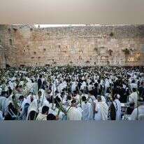 מתפללים בחג הסוכות בכותל. | הקרן למורשת הכותל המערבי