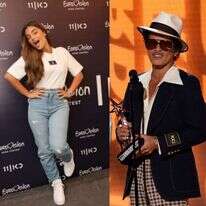 ברונו מארס ונועה קירל. צילומים: Chris Pizzello (AP) ו"כאן דוברות"