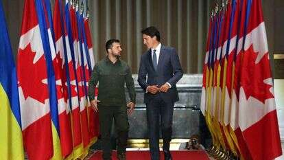 זלנסקי וטרודו. | Dave Chan / AFP