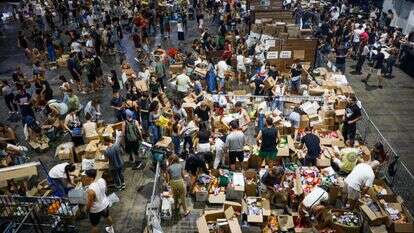 אריזת מצרכים עבור תושבי הדרום המפונים בתל אביב. | מרים אלסטר, פלאש 90