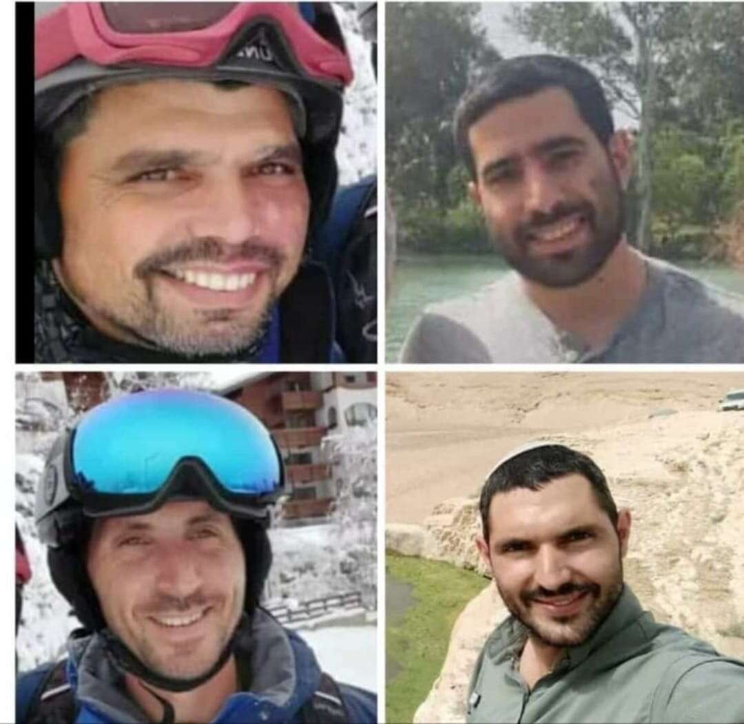 מימין למעלה אוריאל ביבי, מימין למטה בכור סוויד, שמאל למעלה אביעד כהן, שמאל למטה ראובן שישפורטיש. | באדיבות המשפחות מימין למעלה אוריאל ביבי, מימין למטה בכור סוויד, שמאל למעלה אביעד כהן, שמאל למטה ראובן שישפורטיש. | באדיבות המשפחות