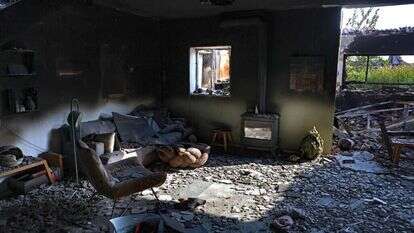 הריסות בקיבוץ בארי. | AFP